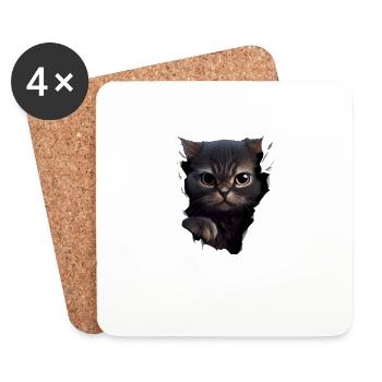 Chat mignon Chaton Craqué Chat Amants Chats Chats - Dessous de verre (lot de 4) - blanc - Devant