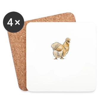 Seidenhuhn I Chicken Geflügel Motiv für - Untersetzer (4er-Set) - Weiß - Vorne