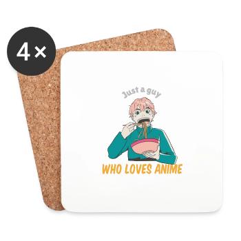 Just A Guy Who Loves Anime & Ramen Designs - Untersetzer (4er-Set) - Weiß - Vorne