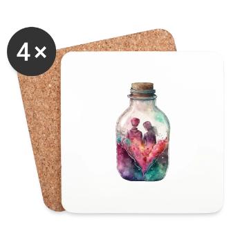 couple in love couple parents valentine's day love - Coasters (set of 4) - white - Front