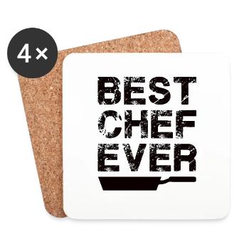 Chef Beanie Chef Cuisine Cinq Étoiles Or 5 - Dessous de verre (lot de 4) - blanc - Devant