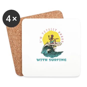 Je suis totalement en planche avec surfeur rétro drôle - Dessous de verre (lot de 4) - blanc - Devant