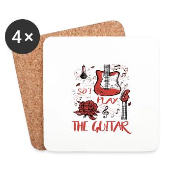 Je suis difficile alors je joue de la guitare 4 - Dessous de verre (lot de 4) - blanc - Devant
