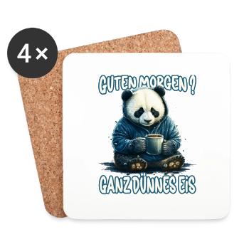 Ganz Dünnes Eis Morgenmuffel Panda Bär Kaffee - Untersetzer (4er-Set) - Weiß - Vorne