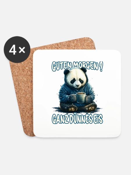 Ganz Dünnes Eis Morgenmuffel Panda Bär Kaffee - Untersetzer (4er-Set) - Weiß