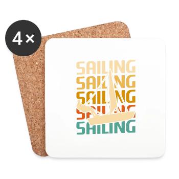 Retro Vintage Classic Sailing Sail Sailor - Dessous de verre (lot de 4) - blanc - Devant