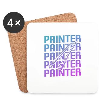 Peinture Retro Painter - Dessous de verre (lot de 4) - blanc - Devant
