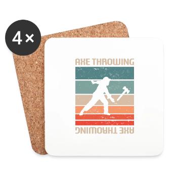 Retro Vintage Classic Axe Throwing Player - Dessous de verre (lot de 4) - blanc - Devant