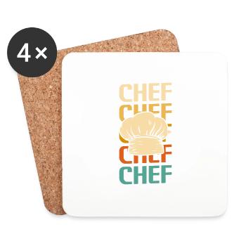 Retro Vintage Classic Chef Koch Kochen - Untersetzer (4er-Set) - Weiß - Vorne