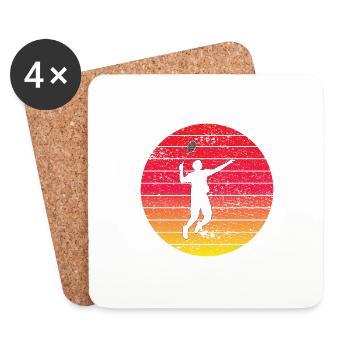 Équipe de badminton Équipe de badminton Fan de badminton - Dessous de verre (lot de 4) - blanc - Devant