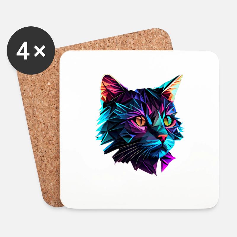 Katze Katzen Kätzchen Polygon Katze - Untersetzer (4er-Set) - Weiß