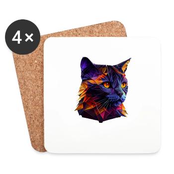 Chaton Chaton Chat Polygone Chat - Dessous de verre (lot de 4) - blanc - Devant