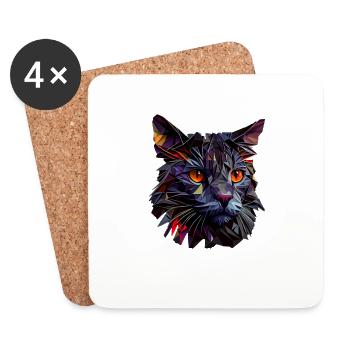 Chaton Chaton Chat Polygone Chat - Dessous de verre (lot de 4) - blanc - Devant