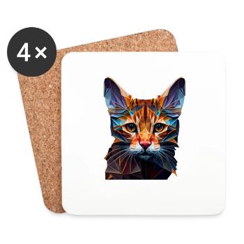 Chaton Chaton Chat Polygone Chat - Dessous de verre (lot de 4) - blanc - Devant
