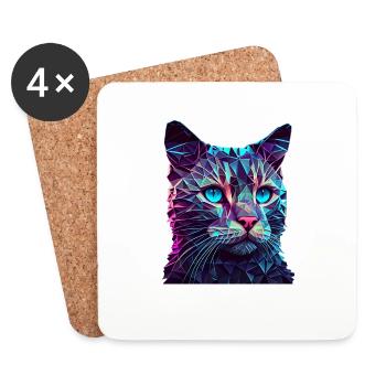 Katze Katzen Kätzchen Polygon Katze - Untersetzer (4er-Set) - Weiß - Vorne