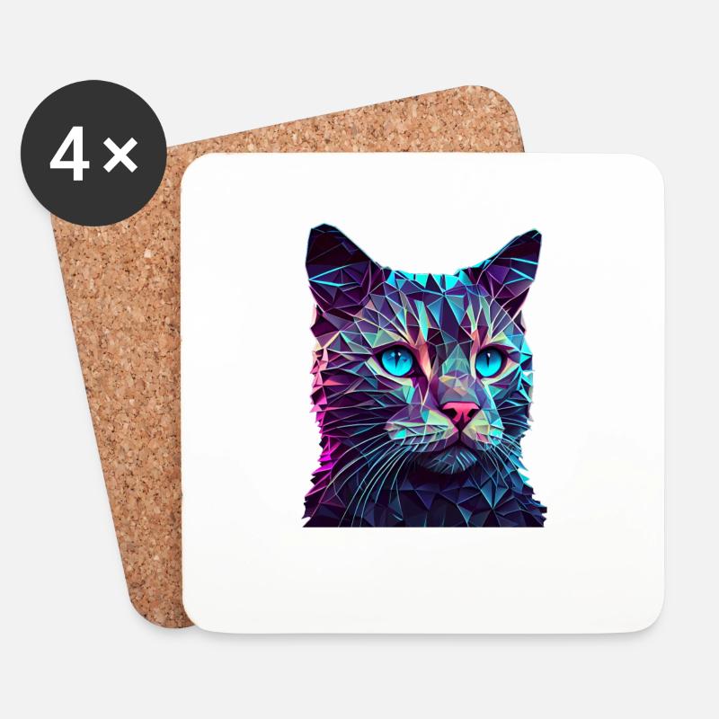 Katze Katzen Kätzchen Polygon Katze - Untersetzer (4er-Set) - Weiß