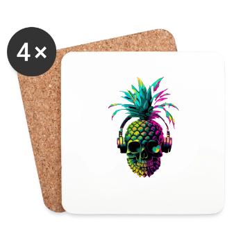 EDM Music Rave Festival Pineapple Techno - Coasters (set of 4) - white - Front