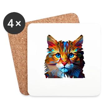 Katze Katzen Kätzchen Polygon Katze - Untersetzer (4er-Set) - Weiß - Vorne
