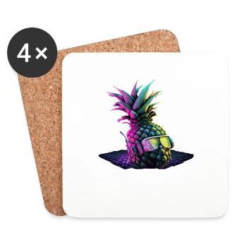 EDM Music Rave Festival Pineapple Techno - Coasters (set of 4) - white - Front