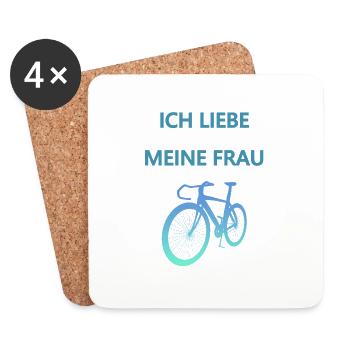Rennrad Liebe meine Frau 3D Perspektive Türkis - Untersetzer (4er-Set) - Weiß - Vorne
