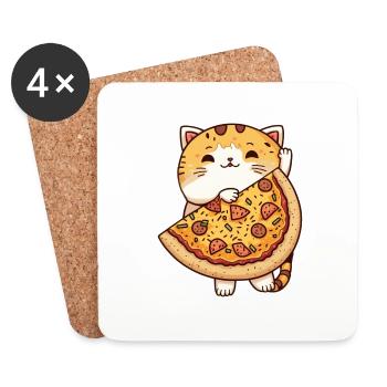 Autocollant mignon chaton chat chat mignon - Dessous de verre (lot de 4) - blanc - Devant