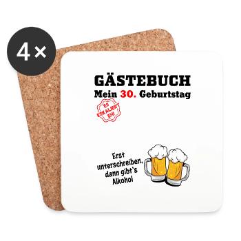 Gästebuch 30 Geburtstag Männer funny Design - Untersetzer (4er-Set) - Weiß - Vorne