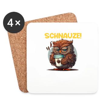 Nachtschicht Kaffee Eule Nachtdienst Schichtarbeit - Untersetzer (4er-Set) - Weiß - Vorne