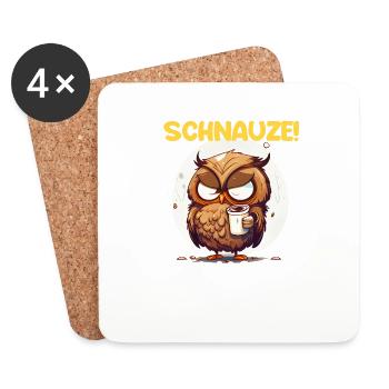 Nachtschicht Kaffee Eule Nachtdienst Schichtarbeit - Untersetzer (4er-Set) - Weiß - Vorne