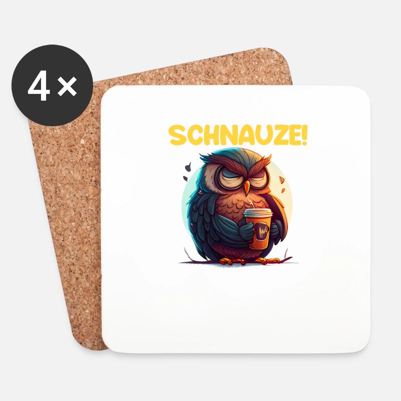 Nachtschicht Kaffee Eule Nachtdienst Schichtarbeit - Untersetzer (4er-Set) - Weiß