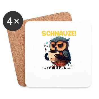 Nachtschicht Kaffee Eule Nachtdienst Schichtarbeit - Untersetzer (4er-Set) - Weiß - Vorne