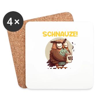Schnauze! Ich hatte Nachtschicht Kaffee Eule - Untersetzer (4er-Set) - Weiß - Vorne