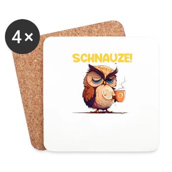 Nachtschicht Kaffee Eule Nachtdienst Schichtarbeit - Untersetzer (4er-Set) - Weiß - Vorne