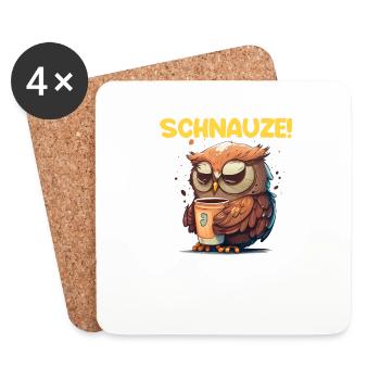 Nachtschicht Kaffee Eule Nachtdienst Schichtarbeit - Untersetzer (4er-Set) - Weiß - Vorne