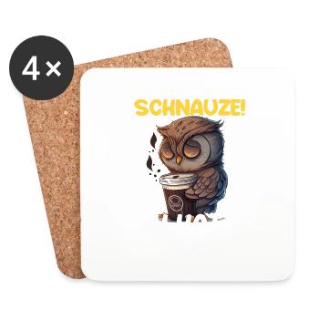 Schnauze! Ich hatte Nachtschicht Kaffee Eule - Untersetzer (4er-Set) - Weiß - Vorne