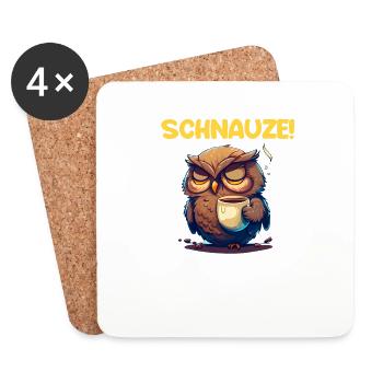 Nachtschicht Kaffee Eule Nachtdienst Schichtarbeit - Untersetzer (4er-Set) - Weiß - Vorne