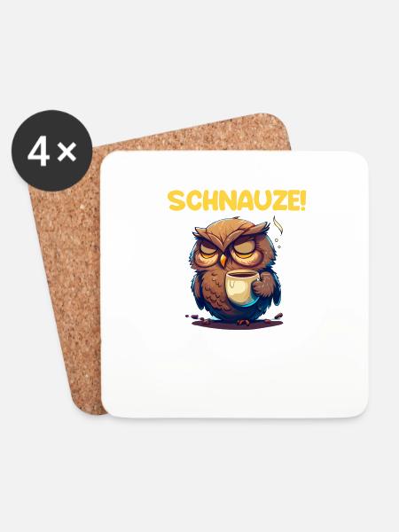 Nachtschicht Kaffee Eule Nachtdienst Schichtarbeit - Untersetzer (4er-Set) - Weiß