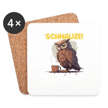 Nachtschicht Kaffee Eule Nachtdienst Schichtarbeit - Untersetzer (4er-Set) - Weiß - Vorne