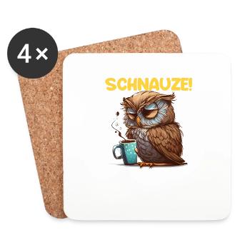 Nachtschicht Kaffee Eule Nachtdienst Schichtarbeit - Untersetzer (4er-Set) - Weiß - Vorne
