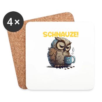 Schnauze! Ich hatte Nachtschicht Kaffee Eule - Untersetzer (4er-Set) - Weiß - Vorne