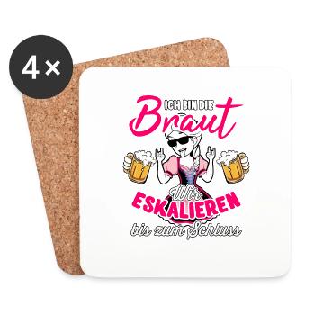 Frauen JGA Braut T-Shirt Junggesellinnenabschied - Untersetzer (4er-Set) - Weiß - Vorne