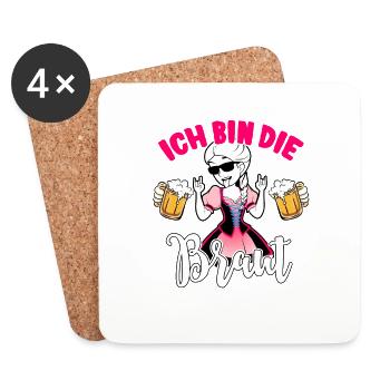 JGA Outfit Braut T-Shirt Junggesellinnenabschied - Untersetzer (4er-Set) - Weiß - Vorne