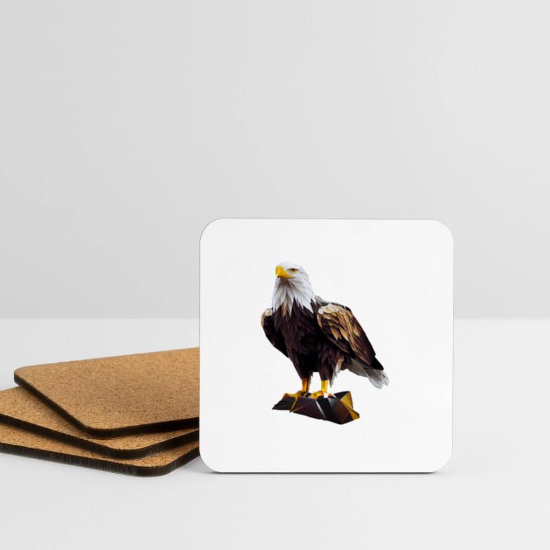 Cool polygon design with a bald eagle Coasters (set of 4)
