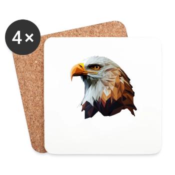 Cool polygon design with a bald eagle - Coasters (set of 4) - white - Front