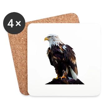 Cool polygon design with a bald eagle - Coasters (set of 4) - white - Front