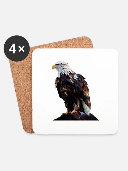 Cooles Polygon Design Mit Einem Weißkopfseeadler - Untersetzer (4er-Set) - Weiß