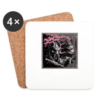 Vintage Japanische Sakura Kirschblüten Tempel - Untersetzer (4er-Set) - Weiß - Vorne
