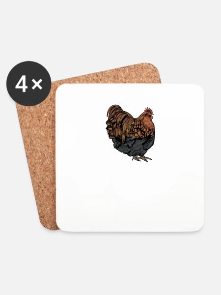 Brahma Hühner I Chicken Geflügel Motiv für - Untersetzer (4er-Set) - Weiß