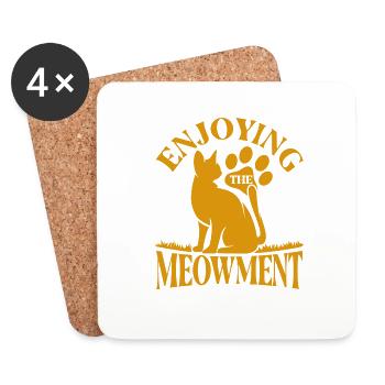 Katze Katzeneltern Katzen Sprüche Geschenk - Untersetzer (4er-Set) - Weiß - Vorne
