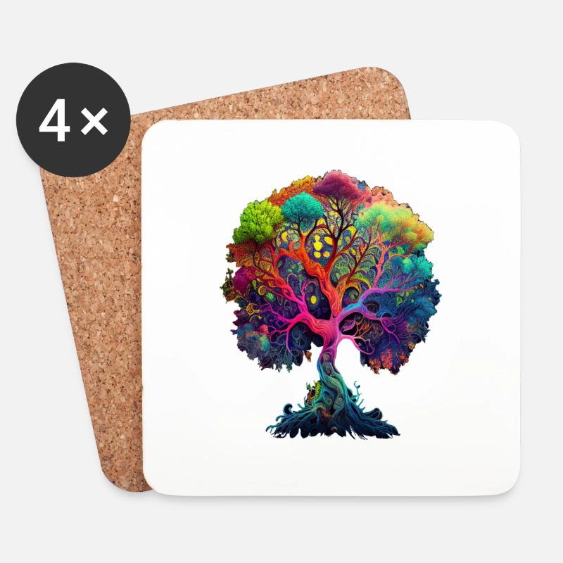 Baum des Lebens Keltisch Nordisch Naturschutz Wald - Untersetzer (4er-Set) - Weiß