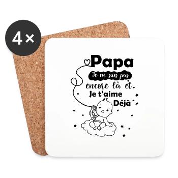 Futur papa - Annonce Grossesse - message bébé - Dessous de verre (lot de 4) - blanc - Devant
